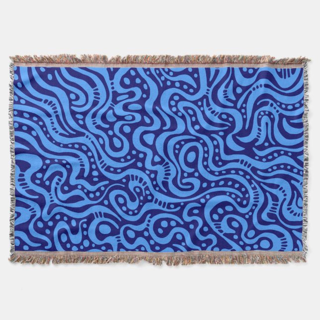 Abstract 041211 - Baby Blue on Deep Navy Throw Blanket (Front)