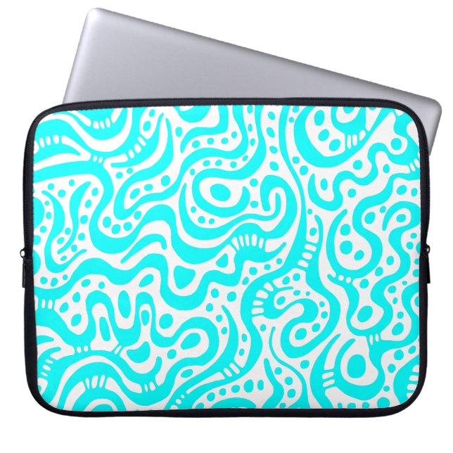 Abstract 041211 - Cyan and White Laptop Sleeve (Front)