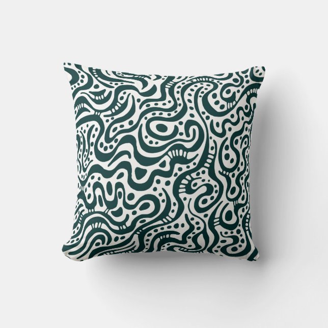 Abstract 041211 - Dark Green on White Cushion (Front)