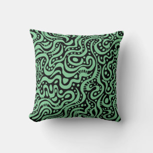Abstract 041211 - Faded Green on Black Cushion