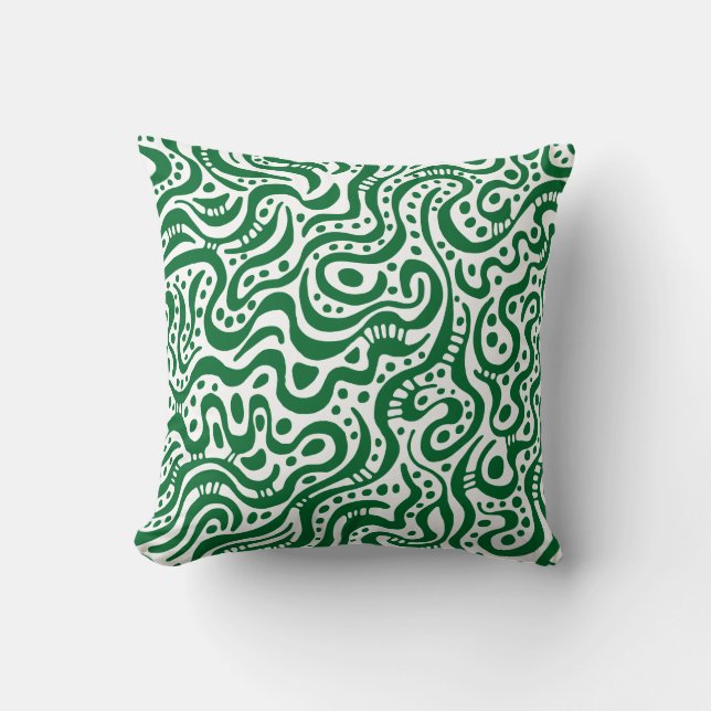 Abstract 041211 - Forest Green on White Cushion (Front)