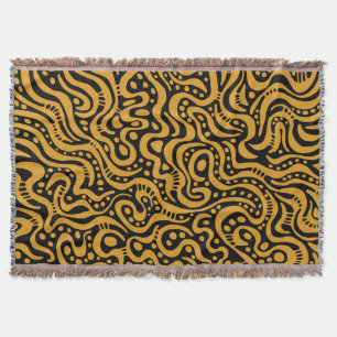 Abstract 041211 - Gold Colour on Black Throw Blanket