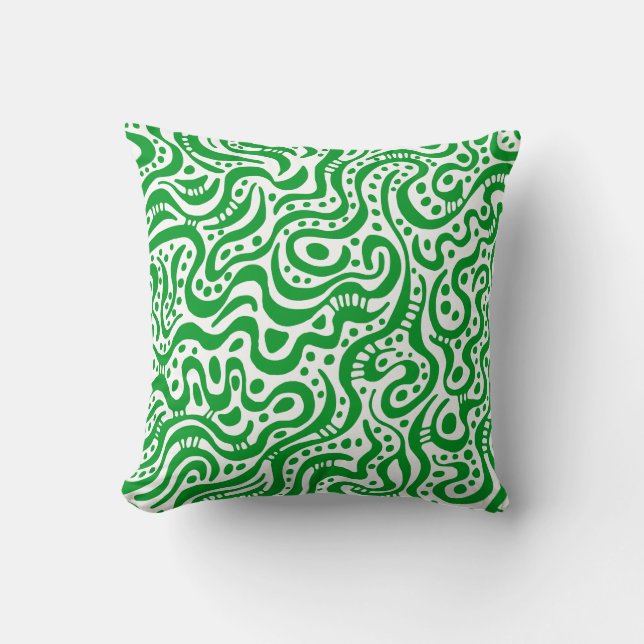 Abstract 041211 - Grass Green on White Cushion (Front)