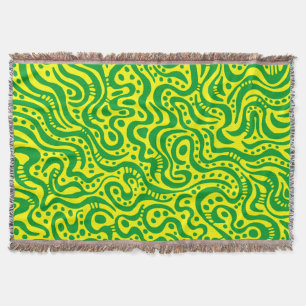 Abstract 041211 -Grass Green with Yellow Throw Blanket