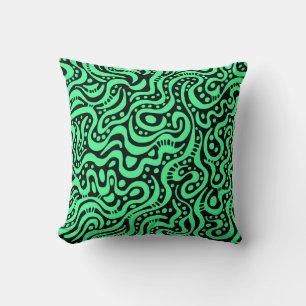 Abstract 041211 - Mint Green on Black Cushion