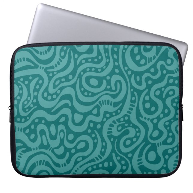 Abstract 041211 - Ocean Green on Moss Green Laptop Sleeve (Front)