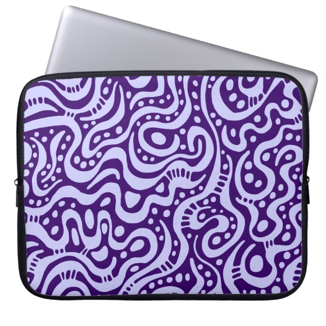 Abstract 041211 - Powder Blue on Deep Purple Laptop Sleeve (Front)