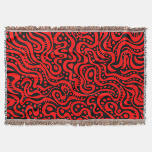 Abstract 041211 - Red on Black Throw Blanket
