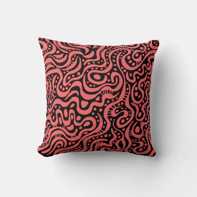 Abstract 041211 - Tropical Pink on Black Cushion (Front)