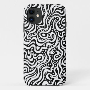 Abstract 041211 - White on Black iPhone 11 Case