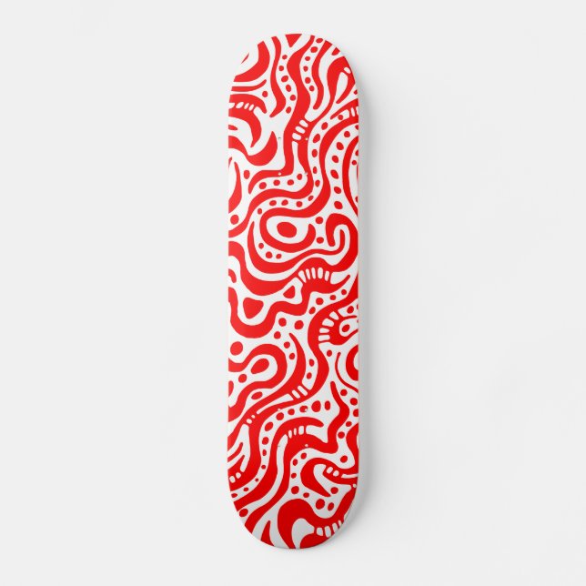 Abstract 041211v1 - Red on White Skateboard (Front)