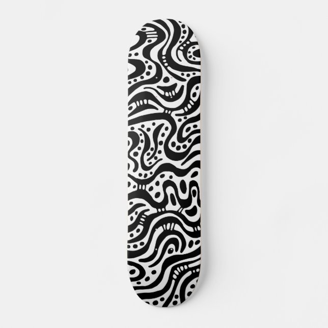 Abstract 041211v2 - Black on White Skateboard (Front)