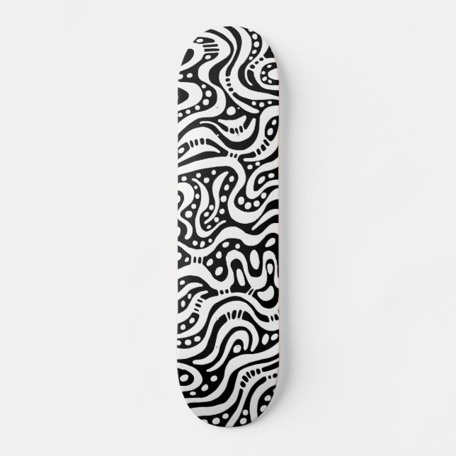 Abstract 041211v2 - White on Black Skateboard (Front)