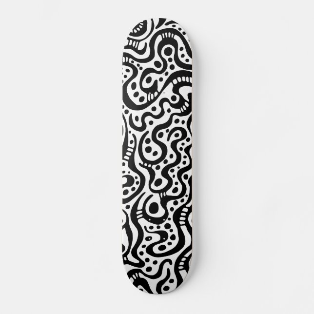 Abstract 041211v3 - Black on Wood Skateboard (Front)