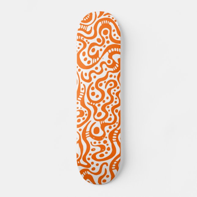 Abstract 041211v3 - Orange on White Skateboard (Front)