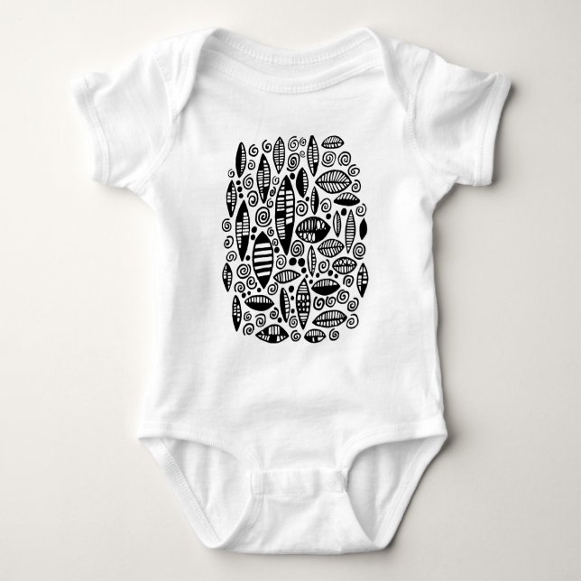 Abstract 100813 - Black Baby Bodysuit (Front)