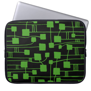 Abstract 111211 - Avocado Green on Black Laptop Sleeve