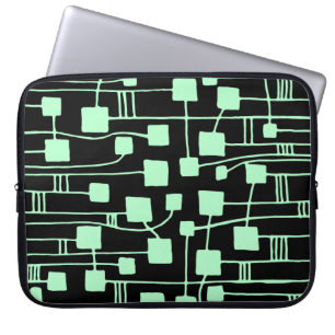 Abstract 111211 - Ghost Green on Black Laptop Sleeve