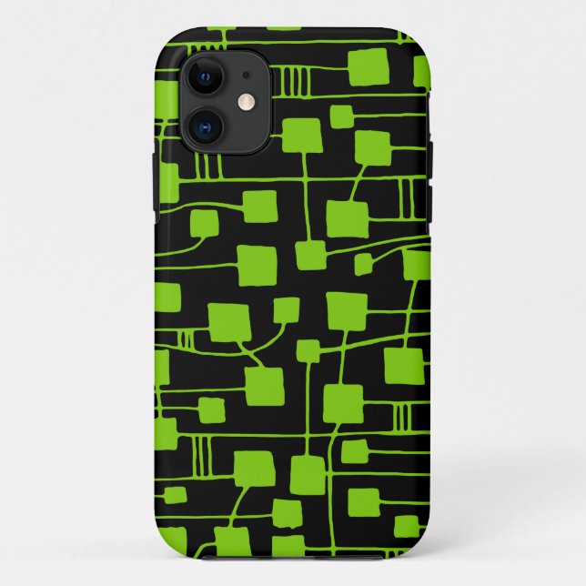 Abstract 111211 - Martian Green on Black Case-Mate iPhone Case (Back)