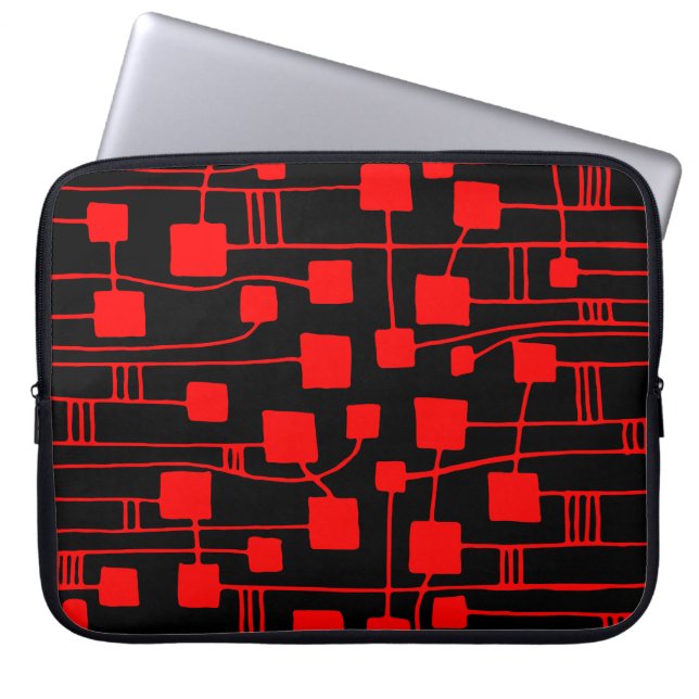 Abstract 111211 - Red on Black Laptop Sleeve (Front)