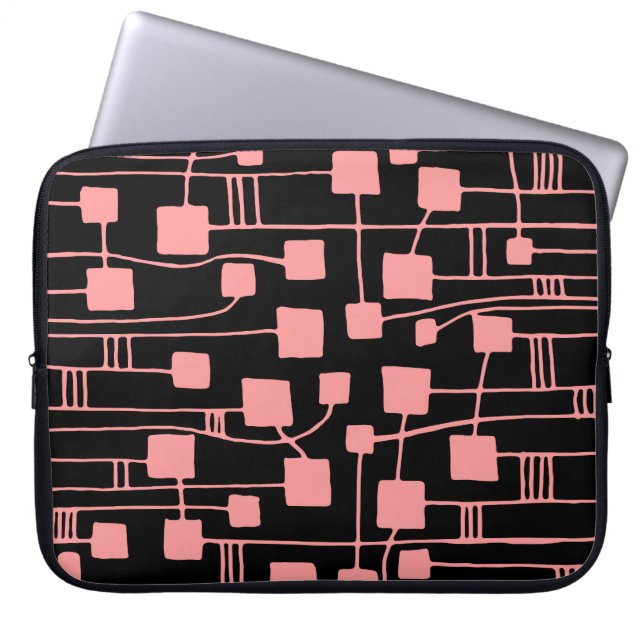 Abstract 111211 - Soft Pink on Black Laptop Sleeve (Front)