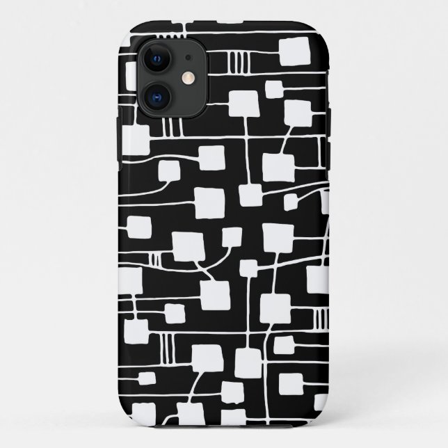 Abstract 111211 - White on Black Case-Mate iPhone Case (Back)