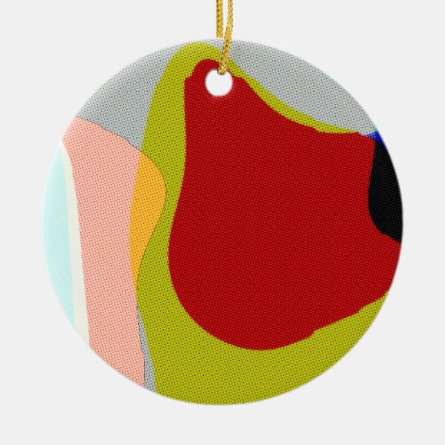 Abstract 1117 - Colourful Pop Art Ceramic Tree Decoration (Front)