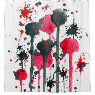 Abstract 11 red black shower curtain