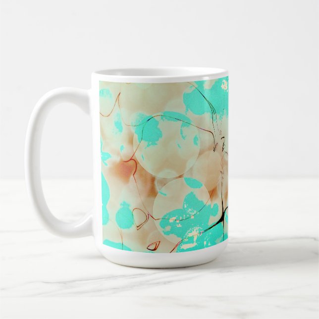 Abstract 11 Turquoise, Pinky Sand, Black Accents Coffee Mug (Left)