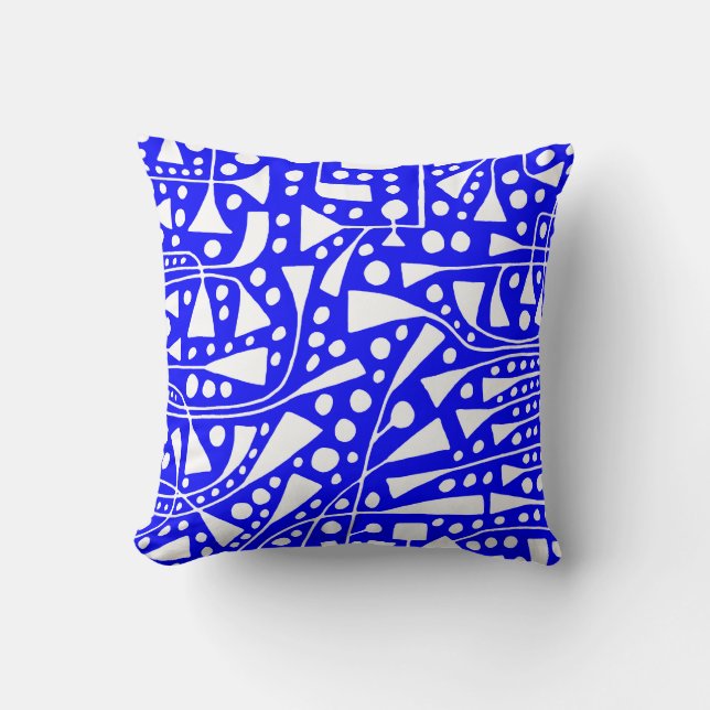 Abstract 120112 - White on Blue Cushion (Front)