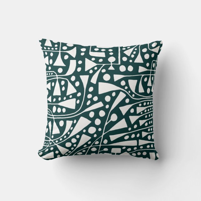 Abstract 120112 - White on Dark Green Cushion (Front)