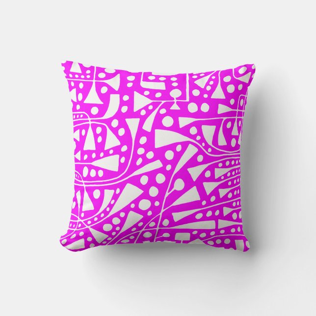Abstract 120112 - White on Magenta Cushion (Front)