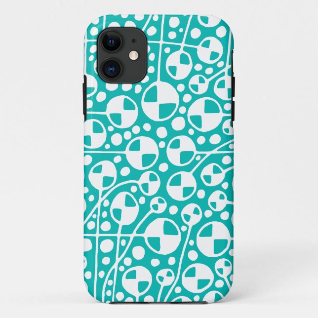 Abstract 130112 v5 White on Aqua Case-Mate iPhone Case (Back)