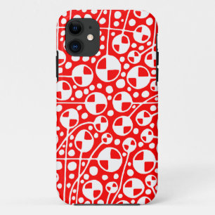 Abstract 130112 v5 White on Red iPhone 11 Case