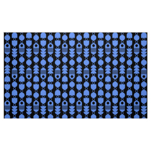 Abstract 140823 - Baby Blue on Black Fabric