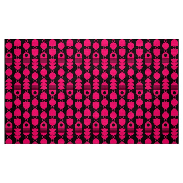 Abstract 140823 - Neon Red on Black Fabric (Fat Quarter)