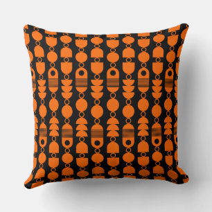 Abstract 140823 - Orange on Black Cushion