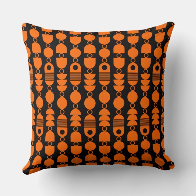 Abstract 140823 - Orange on Black Cushion (Back)