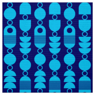 Abstract 140823 - Sky Blue on Deep Navy Fabric