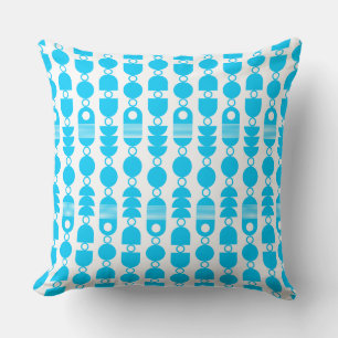 Abstract 140823 - Sky Blue on White Cushion