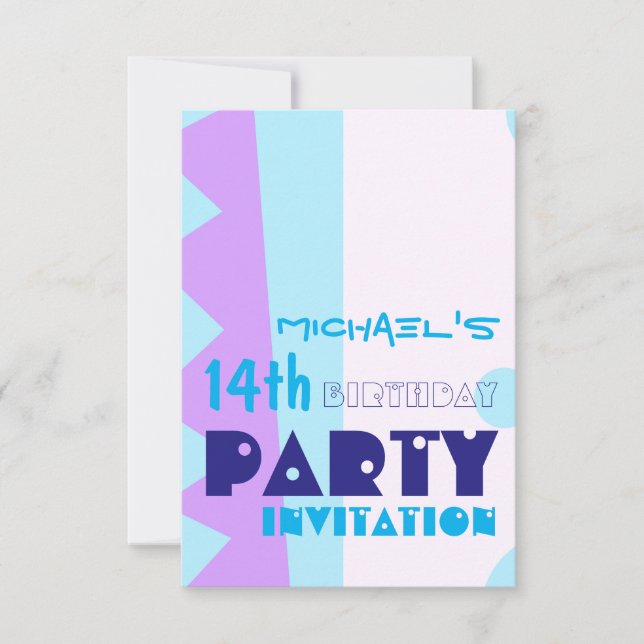 Abstract 14th Birthday Party Invitatio Invitation (Front)