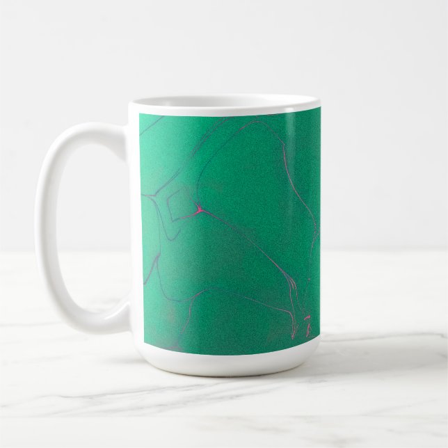 Abstract 15 Jade Green, Hot Pink, Blue Dust Coffee Mug (Left)