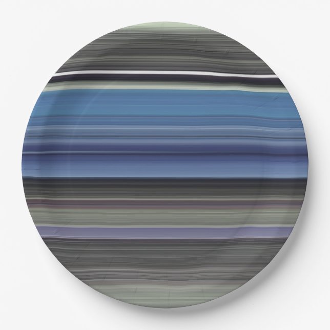 Abstract #1: Blue and grey Paper Plate (Front)