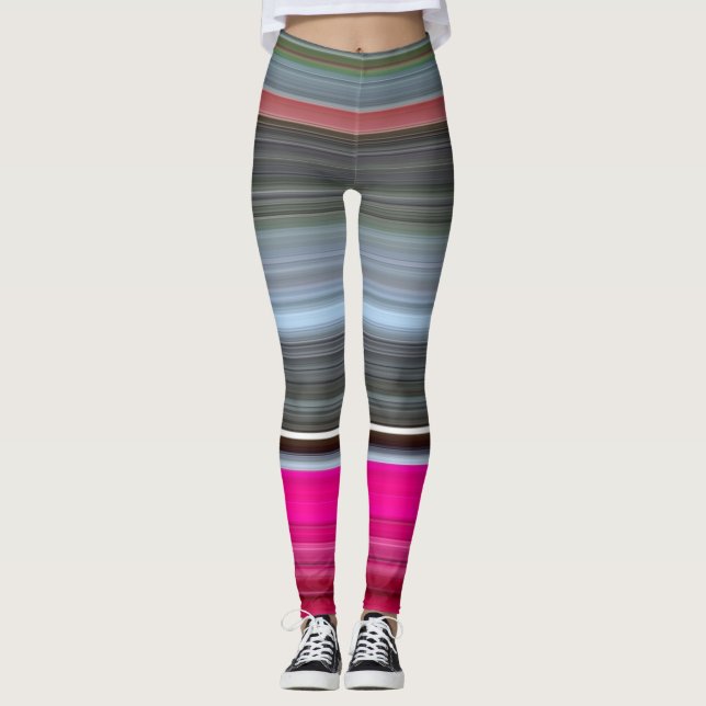 Abstract #1: Cerise and grey Leggings (Front)