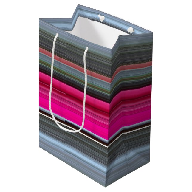 Abstract #1: Cerise and grey Medium Gift Bag (Front Angled)