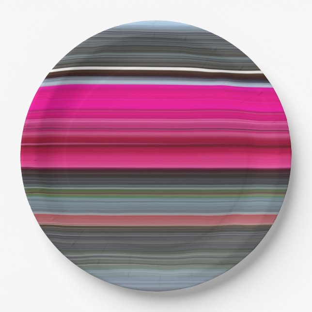 Abstract #1: Cerise and grey Paper Plate (Front)