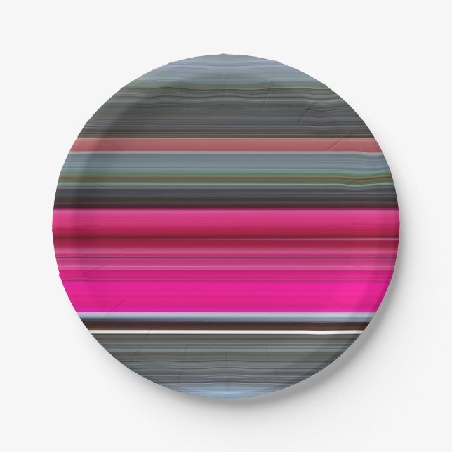 Abstract #1: Cerise and grey Paper Plate (Front)