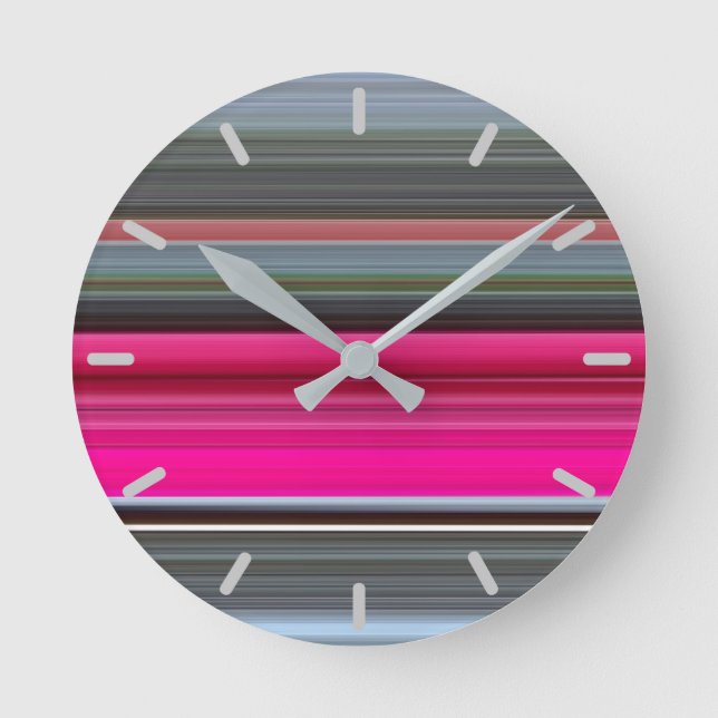 Abstract #1: Cerise and grey Round Clock (Front)
