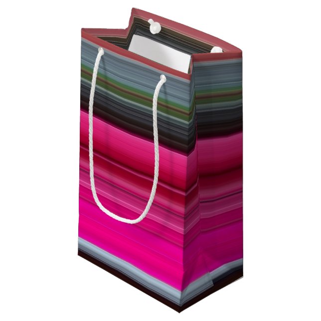 Abstract #1: Cerise and grey Small Gift Bag (Front Angled)