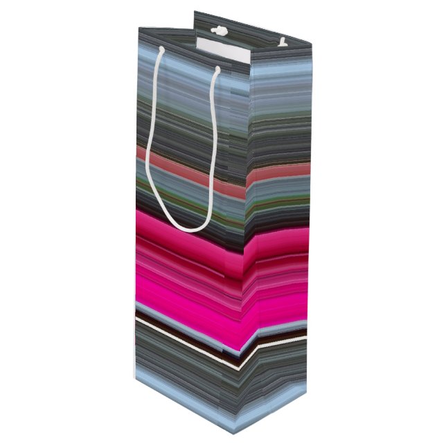 Abstract #1: Cerise and grey Wine Gift Bag (Front Angled)